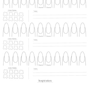 Nail Art Planner Large Nail Design Template W/color Palette (digital Nail Art Planner Large Nail Design Template W/color Palette (digital