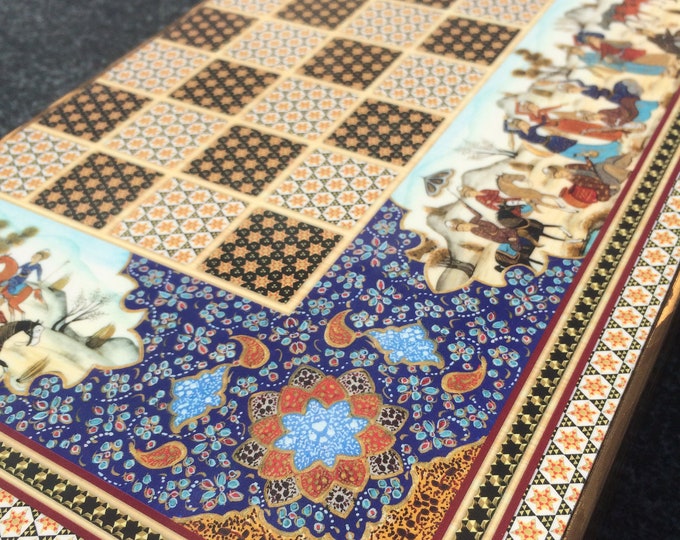 Luxury Backgammon Set, Handmade Persian Khatam Wooden Game Board, Father, Husband, Anniversary, Christmas Backgammon