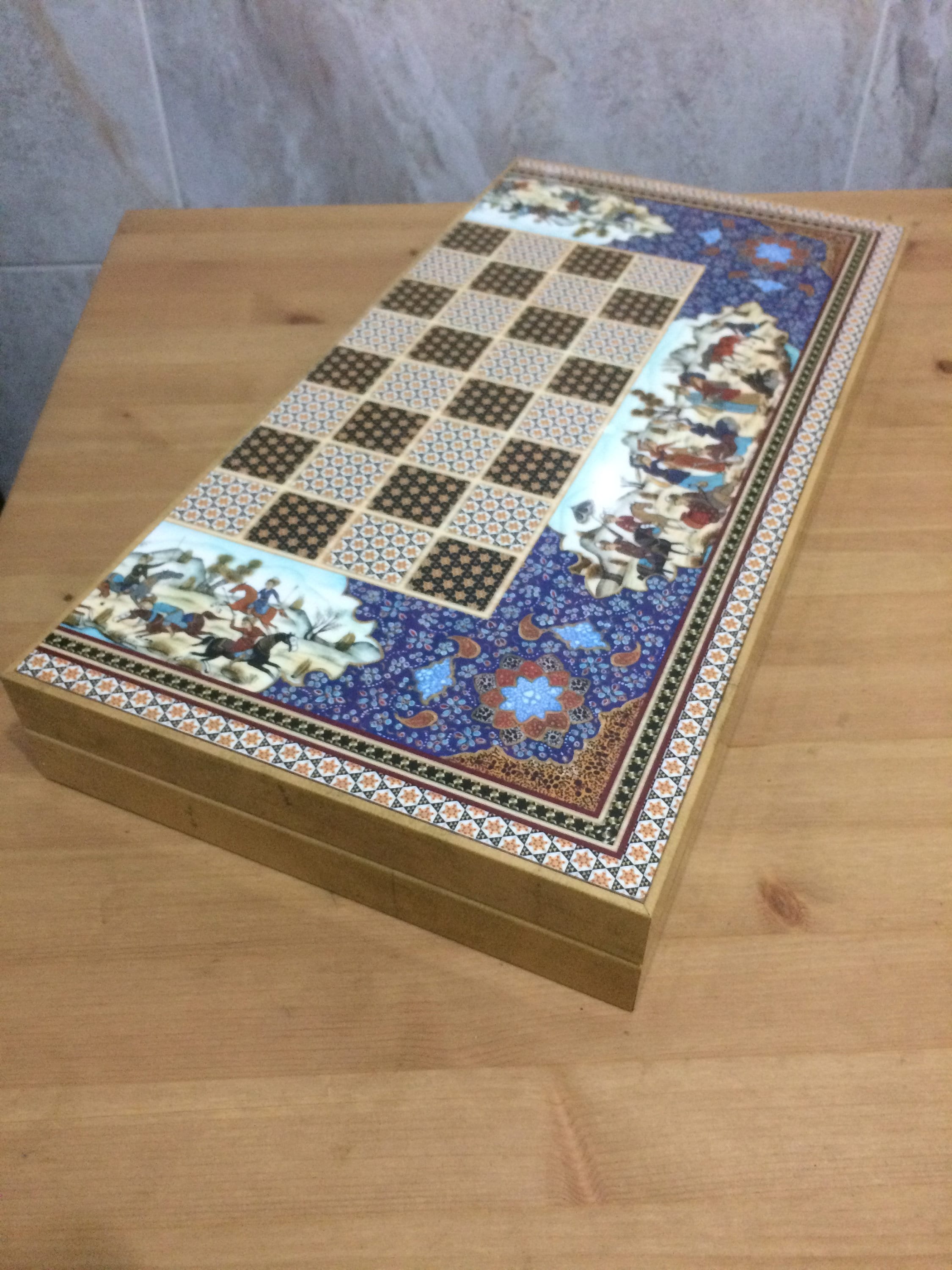 ペルシャの高級ハンドメイドチェス& バックギャモン 高級バックギャモン木製バックギャモンチェスセット：手作りペルシャ