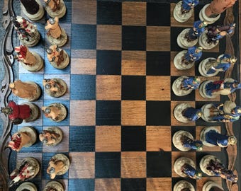 Juego de ajedrez de los Cruzados, tablero de ajedrez vintage de nogal macizo hecho a mano, temática medieval UYTemplar