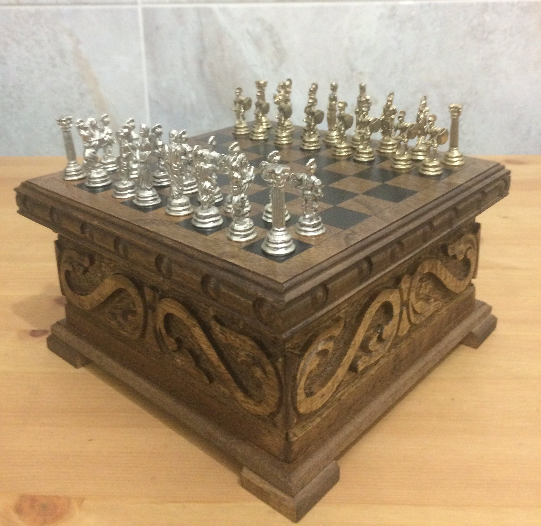 Puzzle 7,8 Inch Chess Set, Chess Board With Metal Chess Pieces, Hand ...