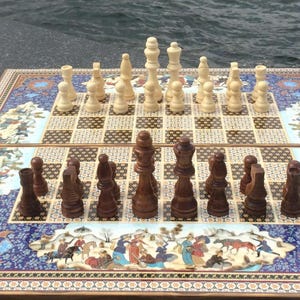 Luxury Persian Khatam Wooden Game Board, Father, Husband, Anniversary, Christmas Backgammon, Handmade Folding Game