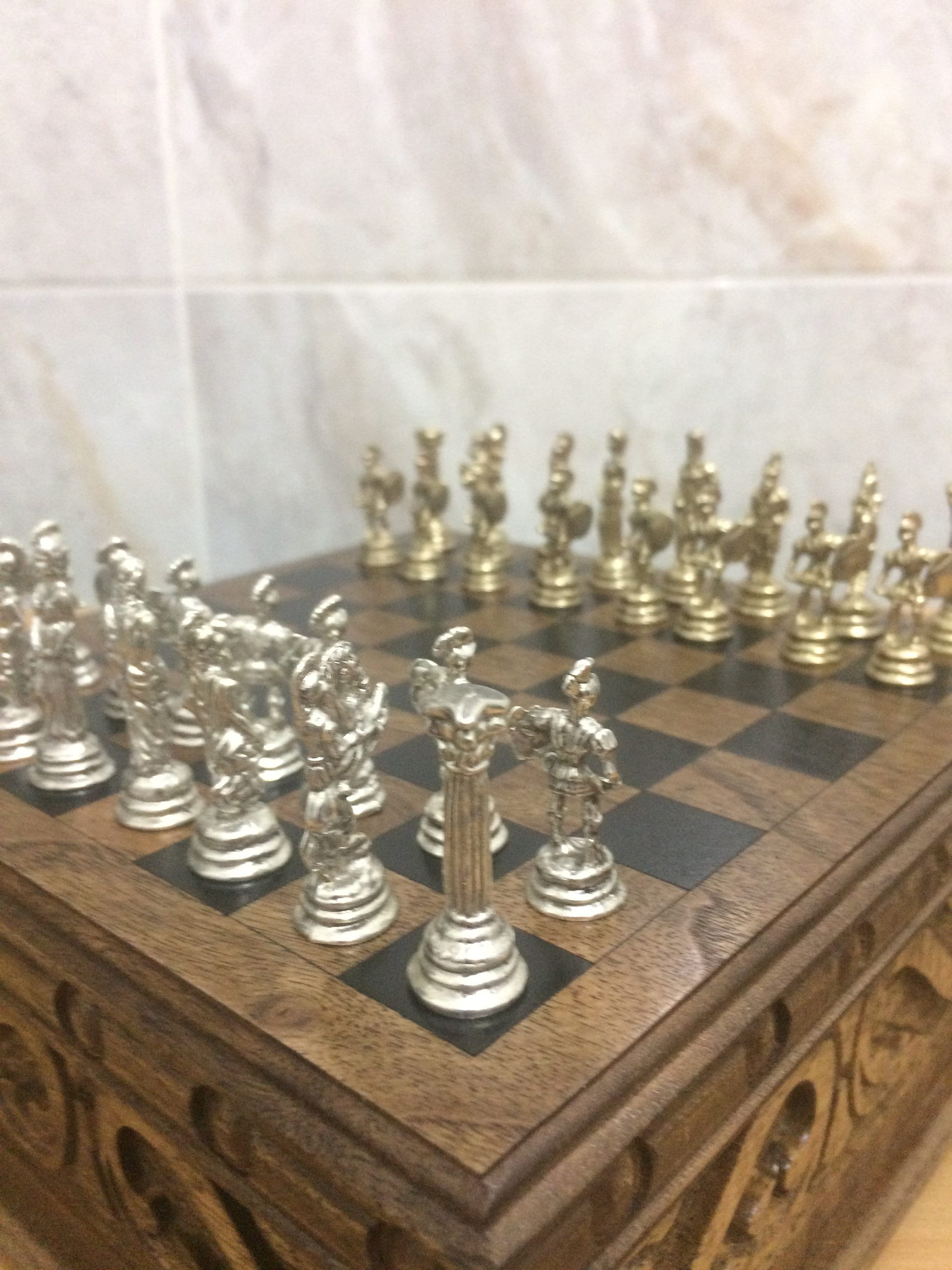 Puzzle 7,8 Inch Chess Set, Chess Board With Metal Chess Pieces, Hand ...