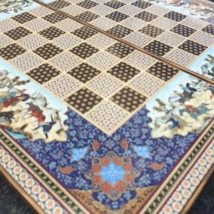 Handgjort Khatam Mosaic Schack- och Backgammonset, Persiska Träbrädspelspjäser