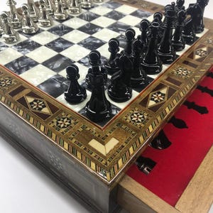 Wooden Chess Set with Storage,cHandmade Chess Set, Gifts for Him Chess Board and Pieces, Luxury Handmade Chess Set, Fathers Day Gift