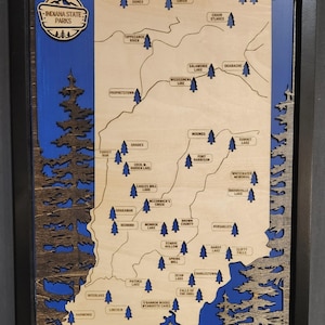 Large Personalized Indiana State Park Traveler&#39;s Map