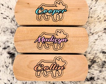 Personalized Show Pig Face Brush: Engraved Wood, Soft Bristles