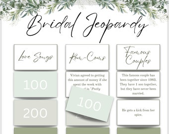 Bridal Shower Jeopardy Printable Game Bachelorette Jeopardy Game Cards Bridal Jeopardy Board Game PDF Wedding Shower Game Question Cards