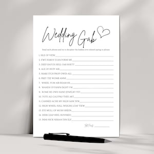 Printable Wedding Reception Game, Funny Wedding Gab Game for Cocktail Hour, Rehearsal Dinner, Engagement Party Games Couples Wedding Shower
