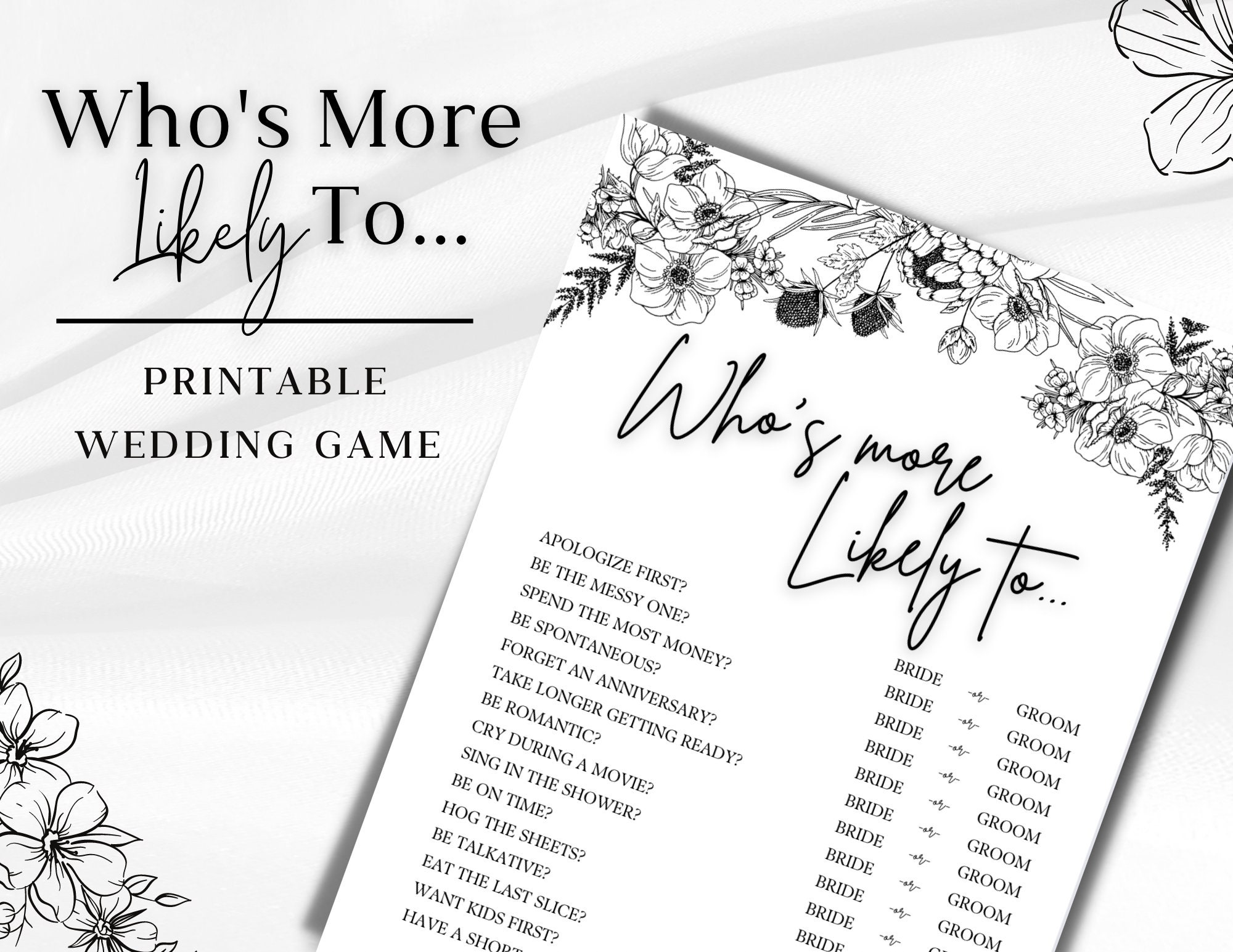 Who's Most Likely to Wedding Edition Etsy