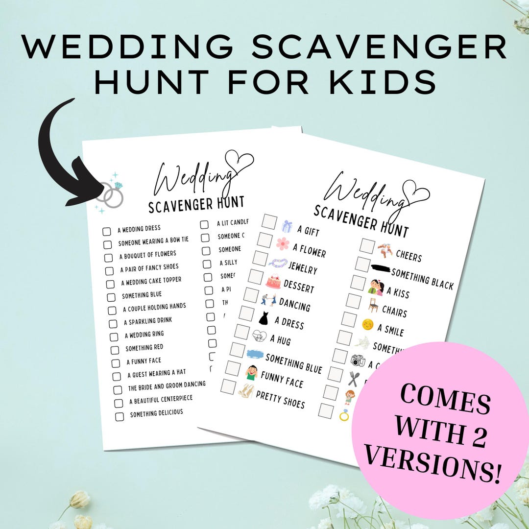 Wedding Scavenger Hunt for Kids | Wedding Reception Scavenger Hunt ...