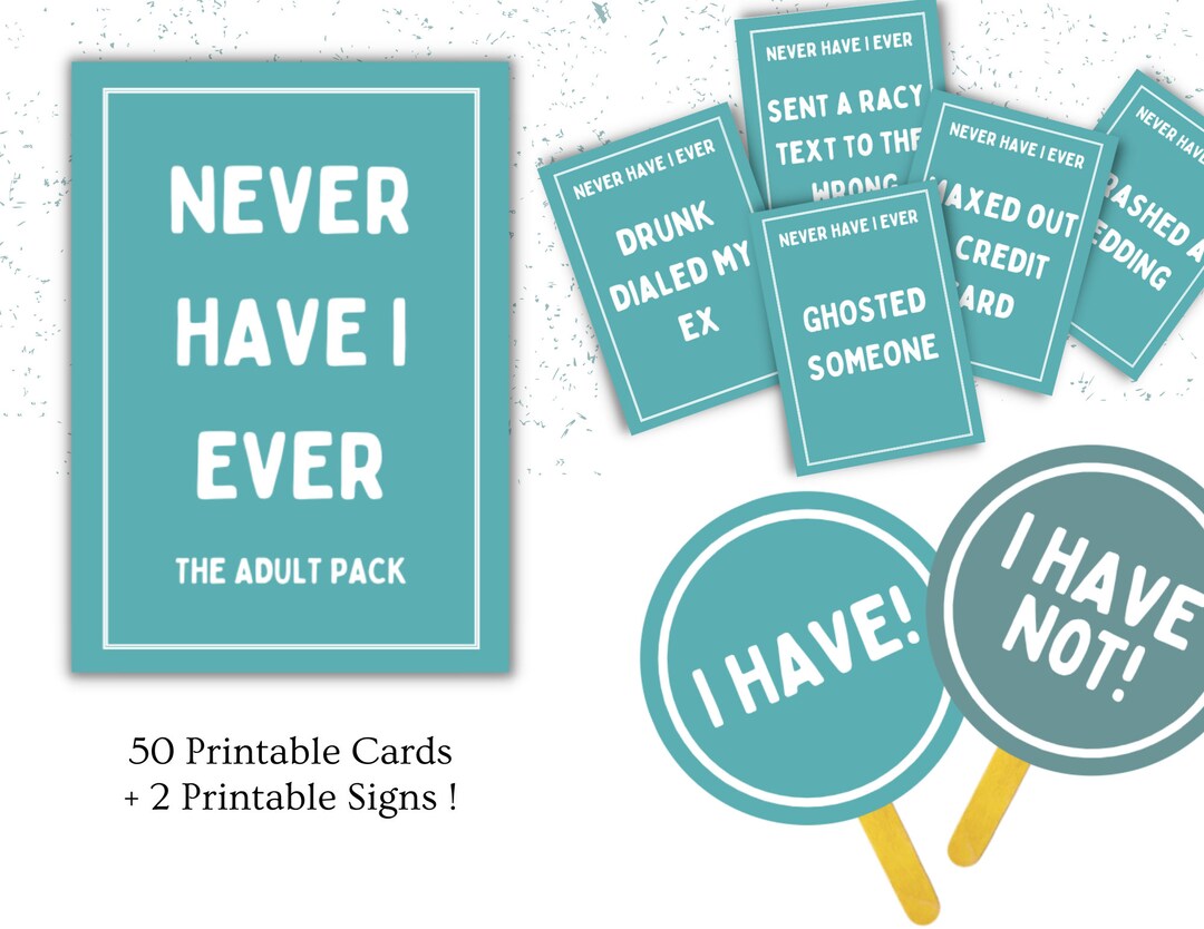 Never Have I Ever Printable Card Game - Etsy