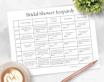 Bridal Jeopardy Printable Bridal Shower Game | Bachelorette Jeopardy Game Cards | Bridal Jeopardy Questions| Bridal Shower Jeopardy Game