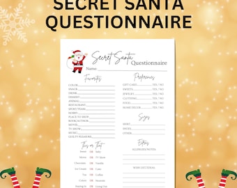 Questionário para Amigo Secreto | Perguntas para Troca de Presentes (Imprimir) | Ideias para Troca de Presentes de Amigo Secreto | Lista de Perguntas para Ideias de Presentes