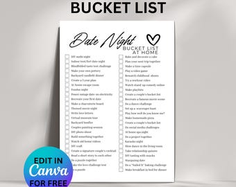 At-Home Date Night Bucket List: 50 Fun Ideas (Printable & Editable Canva Template)