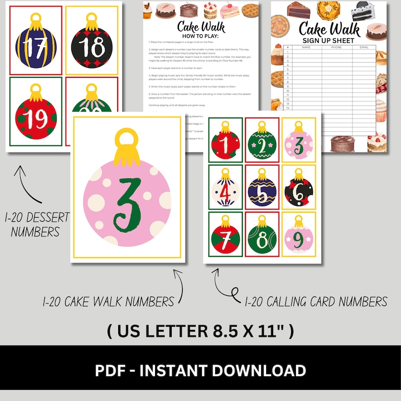 Christmas Cake Walk Game Kit Printable, Church Holiday Cake Walk ...