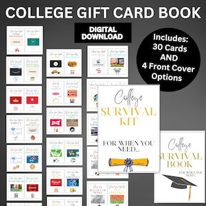 College Survival Kit Geschenkkarte Buch zum Ausdrucken, College Graduierung Geschenkkarte Booklet, Kit für Jungs Mädchen, College Geschenkkarte Buch Care Paket