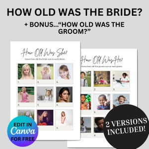 How Old Was The Bride Game, How Old Was The Groom Bridal Shower Game, How Old Were They? How Old Was She Wedding Shower Editable Template