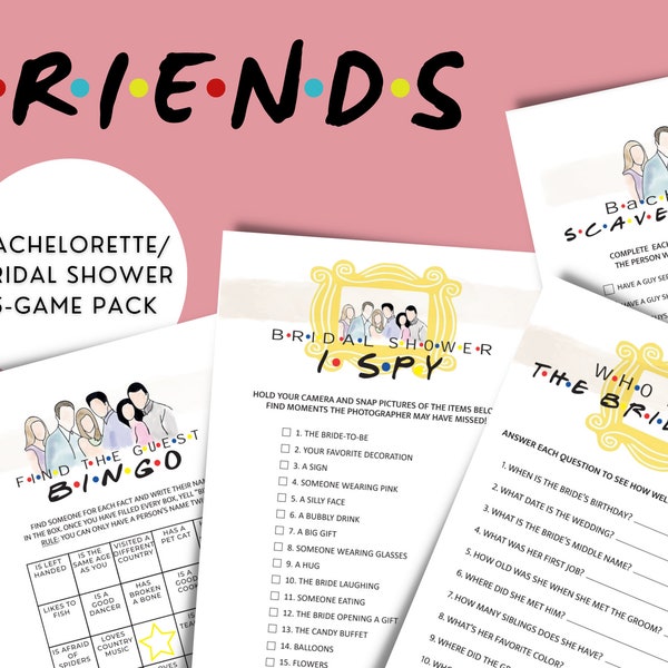 F.R.I.E.N.D.S Bachelorette | Bridal Shower 5 Game Pack