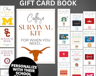 Personalized College Survival Kit Gift Card Book Printable Editable, Graduation Booklet Canva Template College Gift For Him Her Care Package