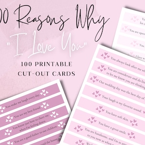100 motivi per cui ti amo Cartoline stampabili per i motivi per cui ti amo Regalo in vaso per coppie / Motivi stampabili Ti amo regalo per il fidanzato