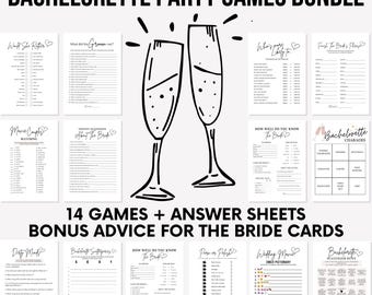 Bachelorette Party Games Bundle, Funny Bachelorette Games, Hen Party Games, Activities for Adults, Girl's Night Games, Dirty Clean Games