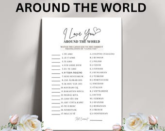 I Love You Around The World Bridal Shower Game | I Love You Around The World Game | I Love You Language Game | Travel Bridal Shower Game