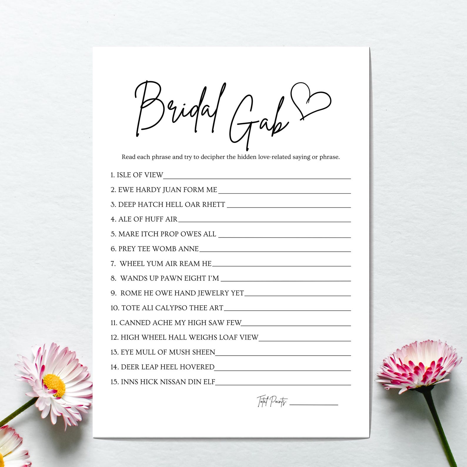 Bridal Shower Mad Gab Printable Game | Bridal Shower Mad Libs Unique ...