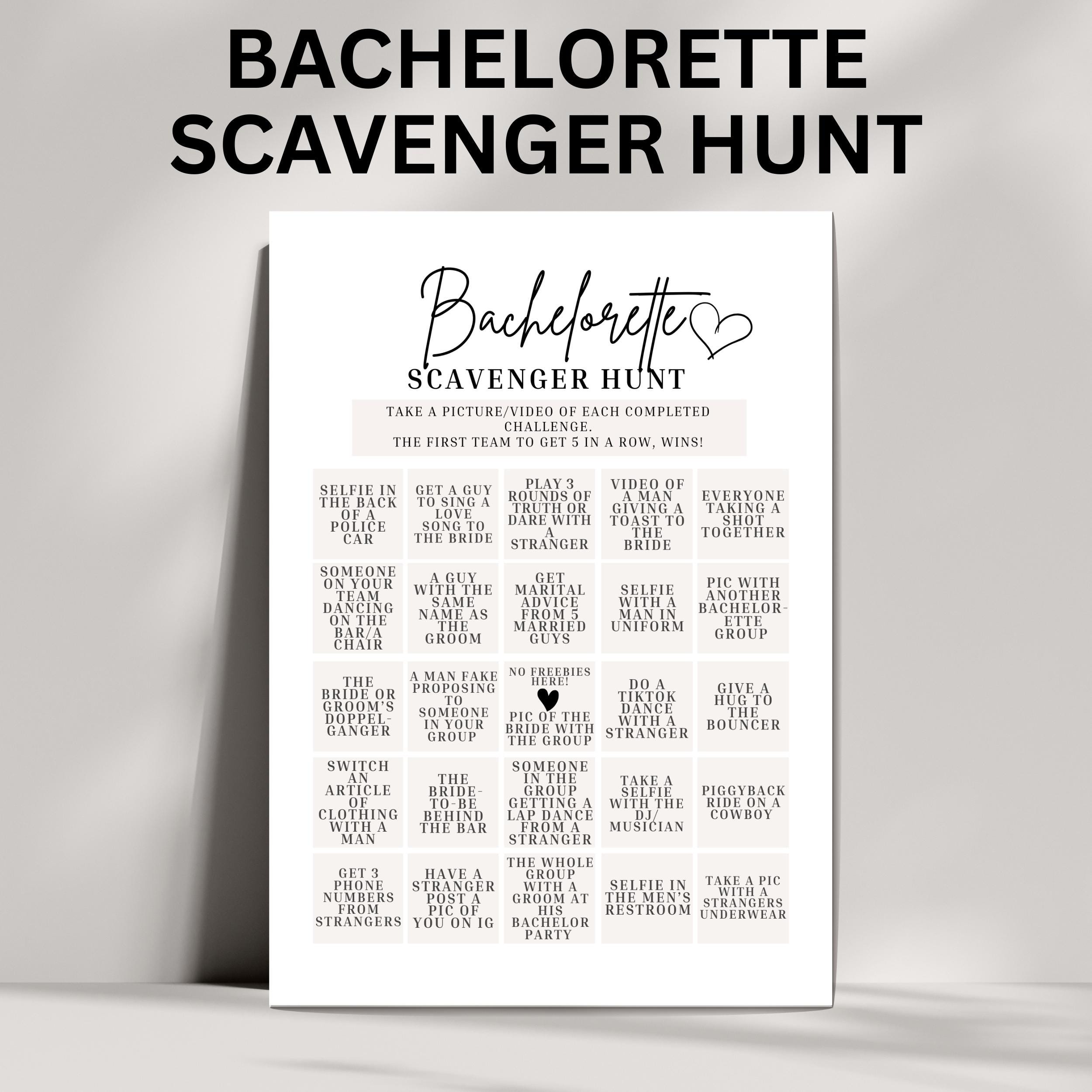 Bachelorette Scavenger Hunt Game | Bachelorette Party Scavenger Hunt