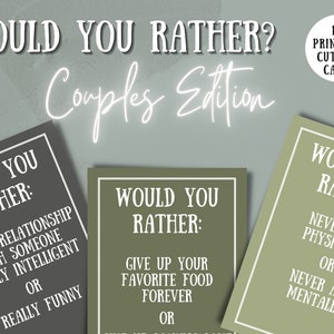 ¿Preferirías juego de parejas / Preferirías tarjetas de preguntas imprimibles / Juego de preguntas para parejas / Preferirías juego de relaciones?