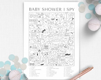 I Spy Hidden Object Baby Shower Game, Picture Search, Can You Find Boy Girl Theme, Minimalist, Sprinkle Activity for Adults & Kids Printable