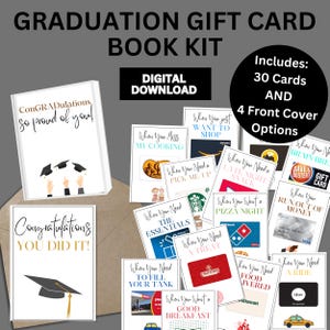 Druckbare Abschluss Geschenk Karte Buch Halter Booklet für Jungen oder Mädchen, College Geschenk Karte Buch für Kerl, 4x6 5x7 Karten Last Minute Geschenk bestanden