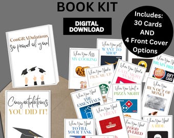 Printable Graduation Gift Card Book Holder Booklet For Boy or Girl, College Gift Card Book For Guy, 4x6 5x7 Cards Last Minute Gift Graduate