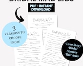 Bridal Shower Mad Libs Printable Game | Bridal Mad Libs Bridal Shower Game - Wedding Mad Libs Game | Bridal Shower Mad Libs | Vow Mad Libs