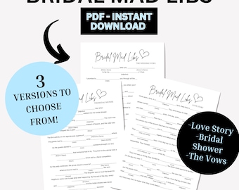 Juego imprimible de Mad Libs para despedida de soltera / Mad Libs para despedida de soltera - Juego de Mad Libs para boda / Mad Libs para despedida de soltera / Mad Libs para votos