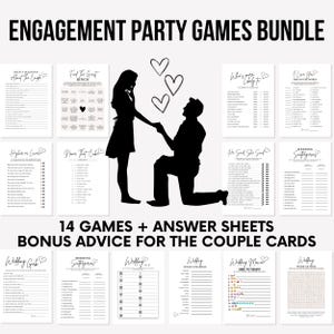 Paquete de juegos para fiestas de compromiso para adultos, actividades para fiestas de compromiso, juegos para bodas, bingo "Encuentra al invitado", paquete de juegos para fiestas mixtas