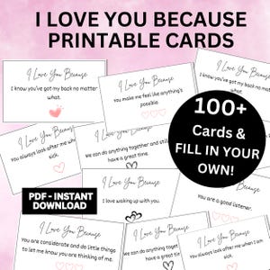 Je t'aime parce que les cartes | Raisons pour lesquelles je t'aime | Raisons pour lesquelles je t'aime, des idées de cartes-cadeaux en pot pour les couples | Cadeau romantique pour petit ami
