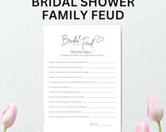 Bridal Shower Friendly Feud Game | Bridal Feud Printable, Bridal Shower Feud Game | Bridal Shower Game Trivia Printable, Wedding Shower Feud