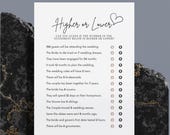 Higher or Lower Wedding Shower Game, Bridal Shower Higher or Lower Game Printable, Over or Under Bridal Shower Game, Over or Under Couples