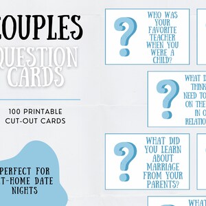 Printable Couples Question Cards | Questions For Couples Game | Date Night Card Game for 2 | Get To Know You Questions Game | Couples Game