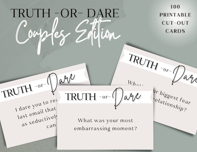Truth or Dare Couples Edition Printable Card Game - Etsy