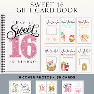 16th Birthday Gift Card Book Printable for Girls, Sweet Sixteen Bday Money Present Ideas For Her, Cash and Card Booklet for Teens, Digital