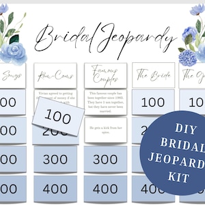 Jeopardy Azul para Despedida de Soltera: Descarga Instantánea, Póster de Jeopardy Azul para Despedida de Soltera (PDF), Tablero de Jeopardy para Despedida de Soltera