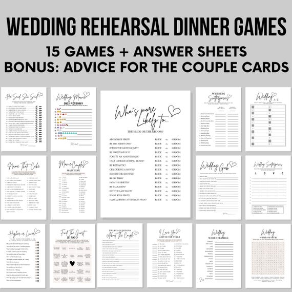 Wedding Rehearsal Dinner Games Bundle For Adults & Teens, About The Couple Games For Guests Rehearsal Party Game, Rehearsal Game Bundle
