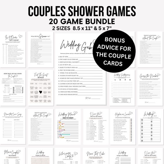 Couples Shower Games, Coed Bridal Shower Activities, Couples Trivia Games, Wedding Shower Activity Bundle, Printable Download, Bridal Party
