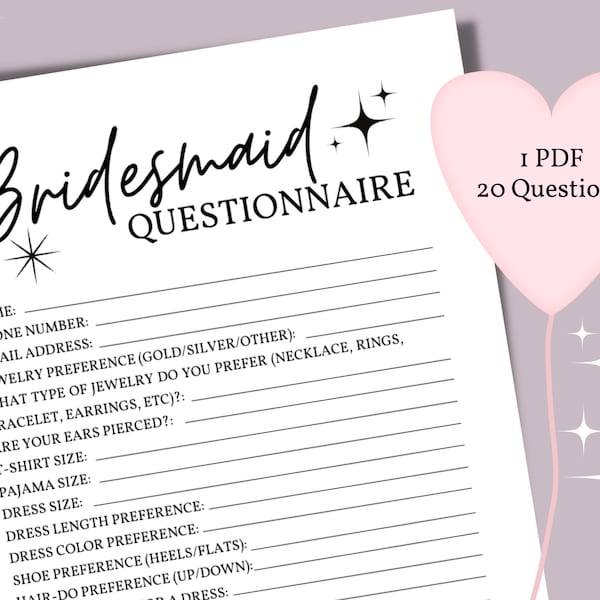 Bridesmaid Questionnaire