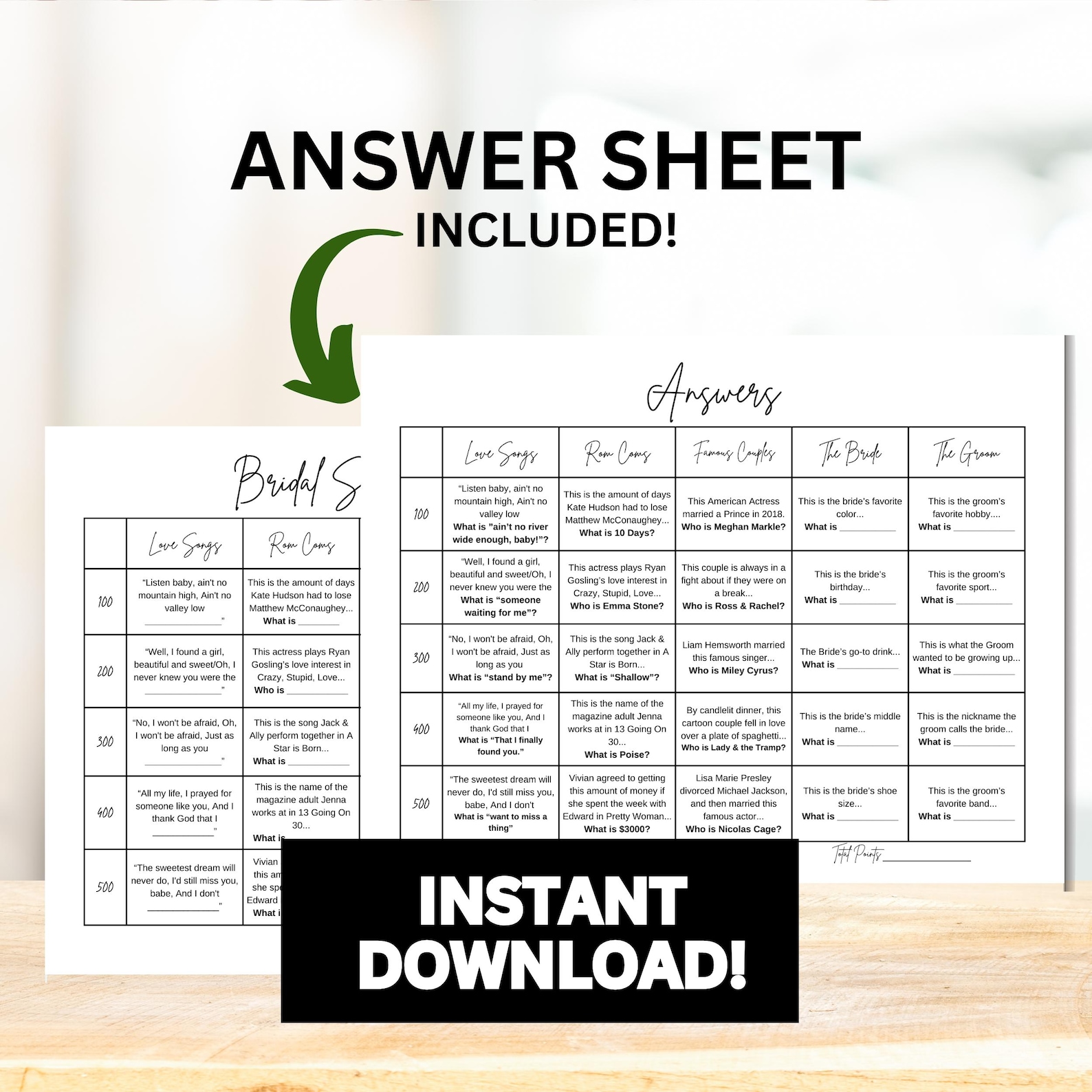 Bridal Jeopardy Editable Template Printable Game, Bridal Shower