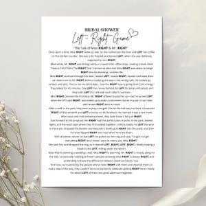 Bridal Shower Left Right Game Printable, Left Right Game Story, Bridal Shower Game, Pass the Gift, Left Right Poem Game, Wedding Shower Game