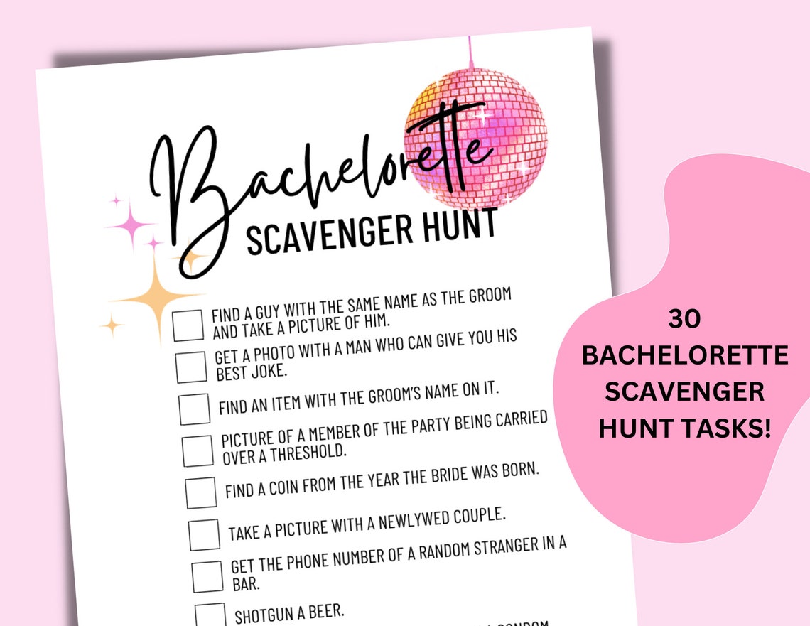 Bachelorette Scavenger Hunt Printable | Bachelorette Party Scavenger