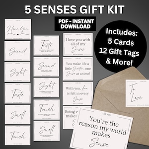 et cartes-cadeaux Five Senses | Etiquettes cadeaux Les 5 sens imprimables | Coffret cadeau Cinq sens | Étiquettes Cinq sens | Étiquettes cadeaux 5 Senses